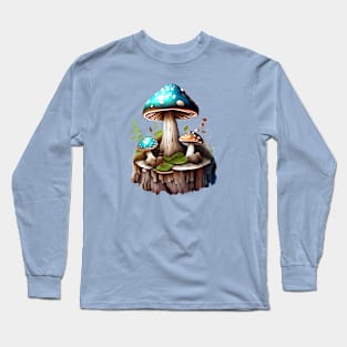 Blue Mushrooms in the Forest Long Sleeve T-Shirt